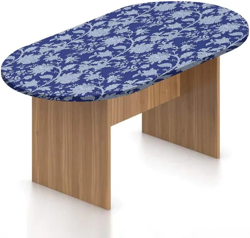 Miniatura 10 de Mantel ovalado ajustable para mesa de patio, de poliéster elástico floral, bonito mantel con estampado romántico retro de flores de primavera, se