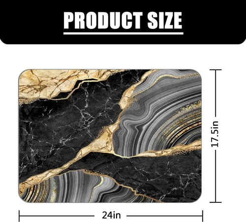 Miniatura 2 de Alfombra de baño, alfombra de baño de mármol negro y dorado, tapete antideslizante para decoración del hogar, tapete de barro para interiores