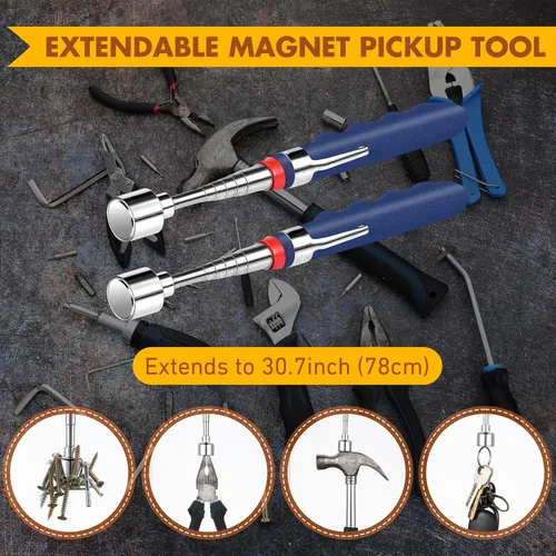 Miniatura 4 de Copkim 2 piezas de 20 libras telescópicas de recogida magnética para pequeñas herramientas de metal que se extiende de 7 a 30 pulgadas, imán Azul