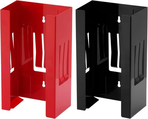 CASOMAN Paquete de 2 dispensadores magnéticos para guantes y pañuelos, negro y rojo, capacidad de 8 libras, montaje en pared, soporte para guantera