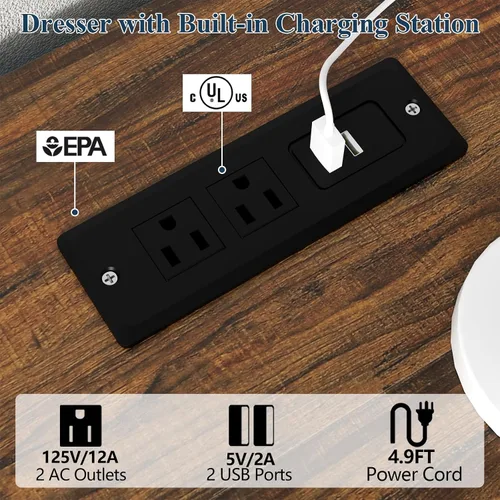 Miniatura 7 de Loomie - Mesa de consola larga de 63" con luces LED y toma de corriente, mesa de sofá de estilo granja de 2 niveles detrás del sofá