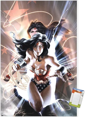 Miniatura 10 de Trends International DC Comics - Póster de pared de la Mujer Maravilla, 14.725 x 22.375 pulgadas, versión enmarcada de madera de granero