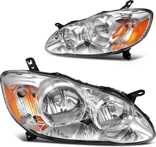 Miniatura 8 de DWVO Conjunto de faros delanteros compatible con Corolla 1998 1999 2000 carcasa cromada de repuesto con luces de señal