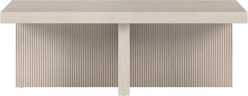 Miniatura 6 de Henn&Hart Mesa de centro rectangular de madera acanalada de 44 pulgadas con pedestal de bajo perfil con base de pedestal acanalada para sala