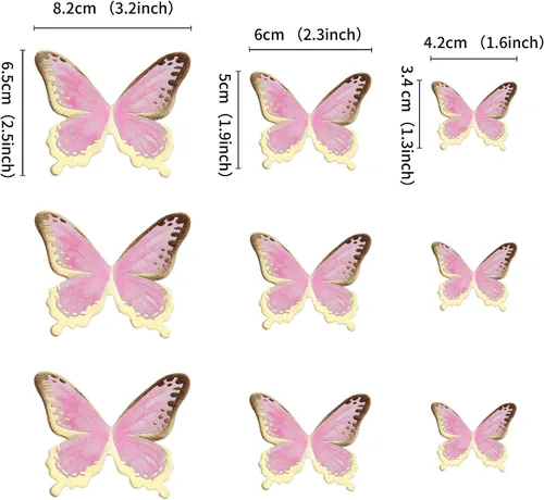 Miniatura 2 de Ercadio Paquete de 30 adornos de mariposa 3D para tartas – Mezcla de mariposas rosadas, impermeables, para baby shower, cumpleaños, boda, fiesta