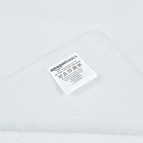 Miniatura 7 de Amazon Basics 2 toallas de baño de gran tamaño de secado rápido, 100% algodón, color blanco, de 62 x 30 pulgadas