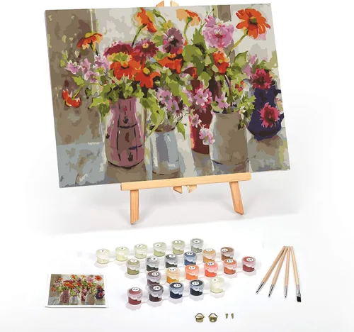 Ledgebay Kit de Pintura por Números DIY para Adultos con Lienzo Enmarcado, de Principiante a Avanzado, los Kits Incluyen Juego de Pintura Acrílica,