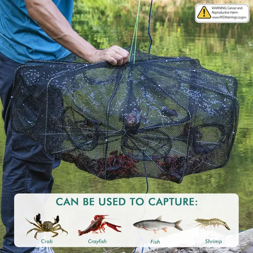 Miniatura 7 de Trampa de carnada para pesca QualyQualy, red de pesca para cangrejos, trampa de pesca para pececillos/cangrejos/camarones/cangrejos de río