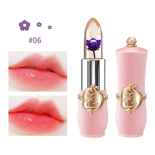 Miniatura 4 de BestLand - Set de 3 piezas/conjunto de lápiz labial de gelatina floral, bálsamo hidratante que cambia de temperatura, color mágico que cambia, 3