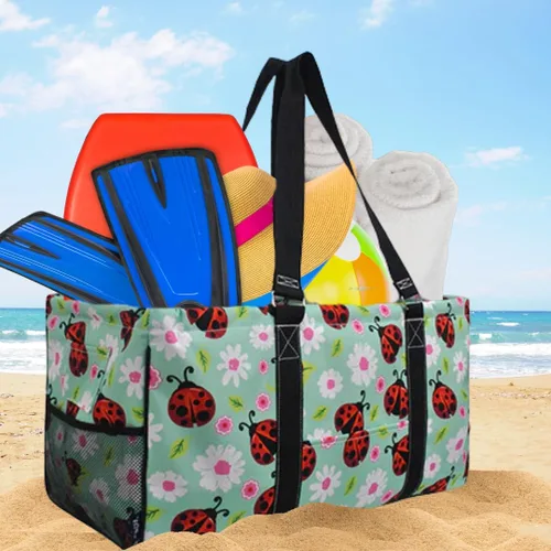 Miniatura 123 de NGIL Bolsa de comestibles reutilizable extra grande plegable de gran tamaño para comestibles, almacenamiento, picnic, playa, Estampado