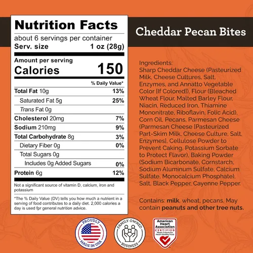 Miniatura 2 de HUDSON PECAN COMPANY - Bocadillos de nuez cheddar - Bocadillos de queso cheddar rico y afilado hecho con piezas de nuez Georgia premium, sabroso