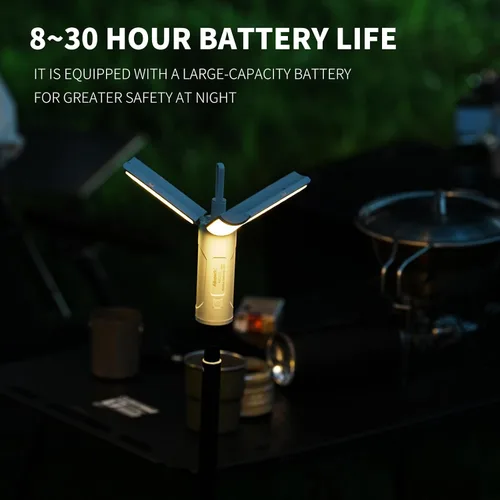 Miniatura 8 de Allspark - Luz de camping plegable recargable con soporte, impermeable, colgante LED, luces de tienda de campaña magnéticas, regulables, con trípode