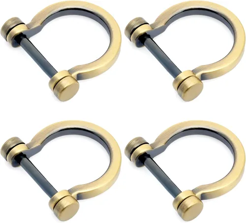 CRAFTMEMORE Anillos en D atornillados con grillete de herradura anillo D DIY llavero monedero accesorio para correa de 3/4 pulgadas, 4 piezas,