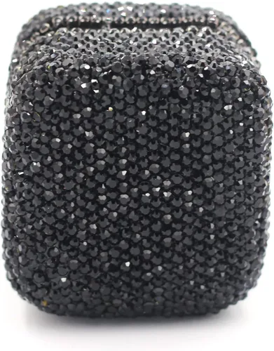Miniatura 8 de Caja de anillos de cristal de lujo para aretes, caja de almacenamiento de joyería, caja de regalo para anillo de propuesta, ceremonia, boda, Negro