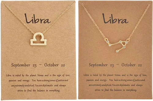 Miniatura 8 de Juego de 2 collares del zodiaco – Collar con colgante de 12 constelaciones, collar con signo del zodiaco para mujer, cumpleaños y astrología