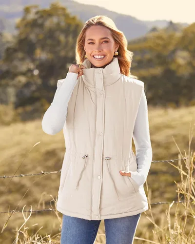 Miniatura 4 de BTFBM Chaleco casual para mujer, con botones, con cremallera, acolchado, con cordón, sin mangas, con bolsillos