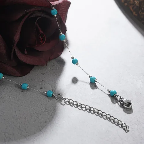 Miniatura 5 de Suyi Collar turquesa con cuentas de plata gargantilla Collares Boho Western Jewelry