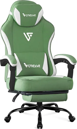 Miniatura 13 de Silla de juegos Vonesse, silla de computadora de tela con amortiguador de resorte de bolsillo, silla de oficina con reposapiés y soporte lumbar