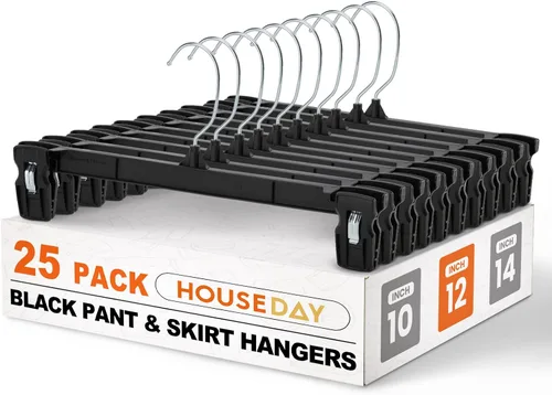 Miniatura 14 de HOUSE DAY Perchas para pantalones y faldas - Juego de 10 perchas para pantalones con clips grandes antideslizantes - Perchero para armario