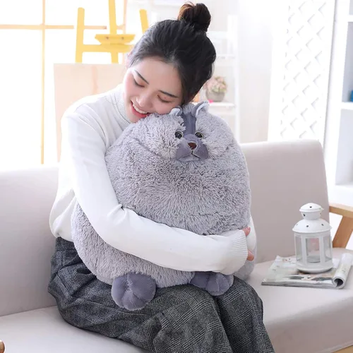 Miniatura 4 de Winsterch - Juguete de peluche grande para niños de gato, regalo, animal de peluche grande, gato de peluche gris para niños (gris, 20 pulgadas)