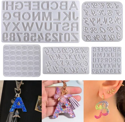 Moldes de silicona con letras A-Z para manualidades de resina, moldes de llavero, moldes de resina epoxi del alfabeto, molde de silicona con 26