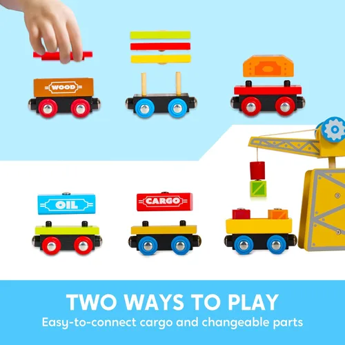 Miniatura 6 de Juego de tren de madera de 12 piezas y 110 piezas para niños de 2 a 8 años, tren magnético de la ciudad y Montessori, compatible con pistas