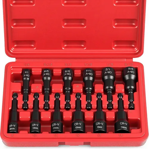 Miniatura 10 de Juego de brocas de impacto para destornillador de tuerca, 31 piezas, juego de herramientas de broca de impacto de zócalo magnético, soporte
