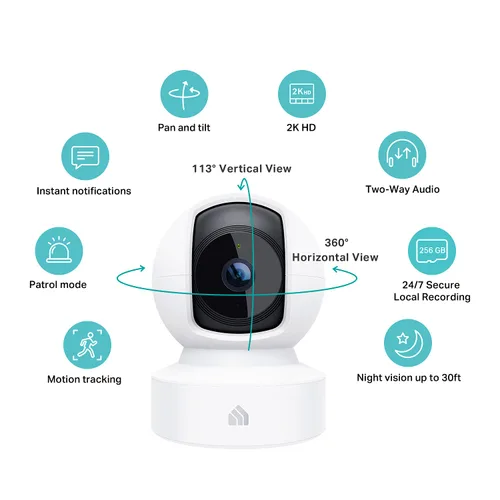 Miniatura 6 de Kasa Smart Cámara de seguridad de 4MP 2K para exteriores con cable y cámara de seguridad 2K para monitor de bebé, inclinación panorámica, cámara