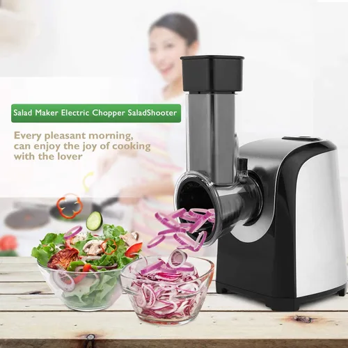 Miniatura 8 de Rallador Eléctrico de Queso 150W Fabricador de Ensalada 5 Diferentes Formas de Cuchillas para Cortar/Triturar/Molienda, Rebanador Eléctrico Compacto