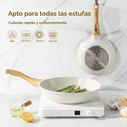 Miniatura 3 de SENSARTE Sartén de cerámica antiadherente para freír, sartén para tortilla de 11 pulgadas, sartén saludable no tóxica compatible con inducción