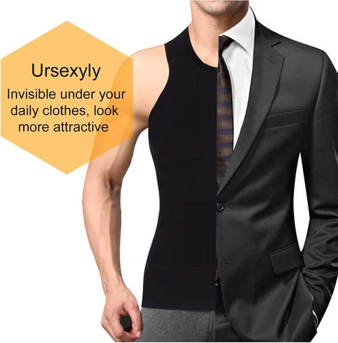 Miniatura 2 de Ursexyly Camisa de compresión para hombre, chaleco moldeador de capa base, chaleco con control de abdomen, camiseta sin mangas