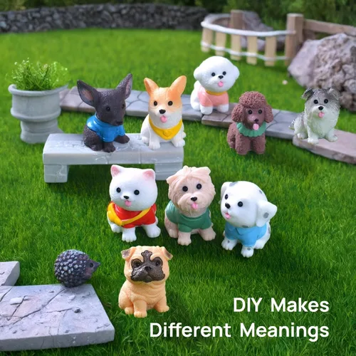 Miniatura 4 de Juego de 24 mini figuras de gato y perro, lindos modelos realistas de animales de resina y adornos para pasteles, adornos en miniatura