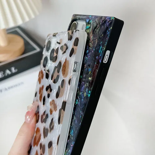 Miniatura 3 de Elegante concha de madre perla compatible con iPhone 13 Pro de 6.1 pulgadas, estuche de borde rectangular, elegante y delgado, con perla de abulón