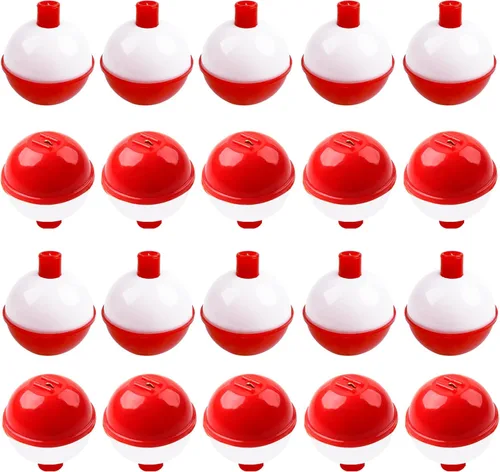 Bobbers de pesca duros ABS Bobbers flotadores de pesca a presión con botón de presión para boya redonda para peces de panfish crappie Walleyes rojo