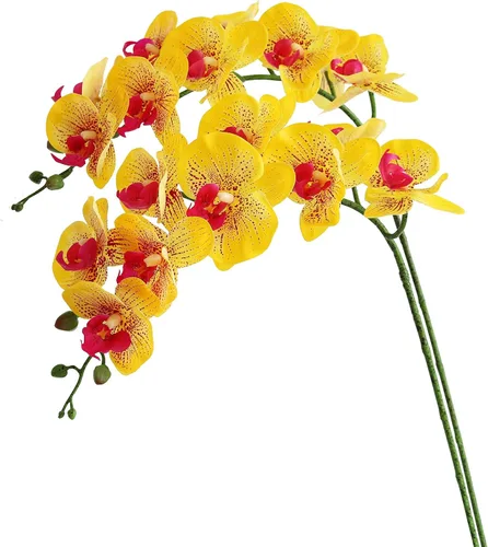 Miniatura 7 de Htmeing Flores artificiales de Phalaenopsis de 38 pulgadas, ramas de tacto real (no seda), flores de orquídeas para decoración de hogar, oficina