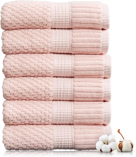 Miniatura 66 de NY Loft Juego de 4 toallas de baño 100% algodón, supersuaves y absorbentes, de secado rápido, 30 x 52 pulgadas, algodón texturizado y duradero