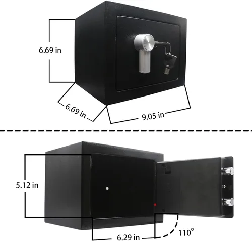 Miniatura 7 de Yuanshikj Caja fuerte de acero – Llave cerrada, 0.2 pies cúbicos pequeña caja fuerte para el hogar para dinero en efectivo y joyas (negro)