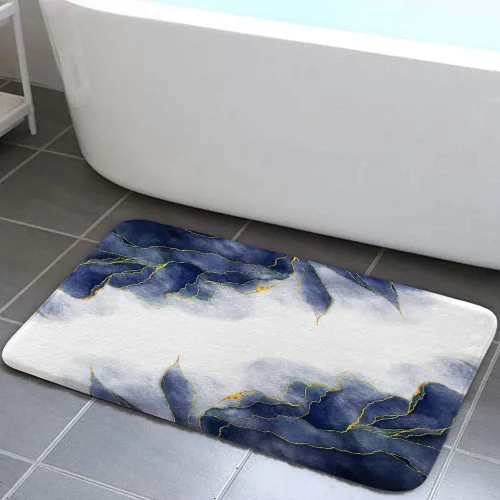 Miniatura 17 de Tapetes de baño de mármol verde y dorado para baño, de franela verde oliva esmeralda oscuro, tapete de baño para ducha, antideslizante, moderno