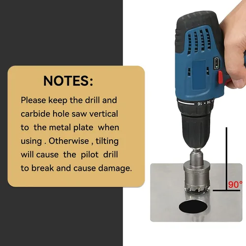 Miniatura 4 de 10 piezas (16-54 mm) Kit de sierra perforadora de carburo TCT para metales duros. Incluye 2 brocas de titanio, 1 broca piloto escalonada y 2 llaves