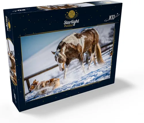 Miniatura 2 de MyPuzzle American Paint Horse On Snow - Rompecabezas de 100 piezas para adultos