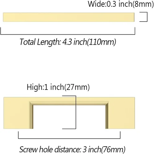 Miniatura 5 de Asidrama - Paquete de 10 manijas de gabinete de cocina de oro cepillado de 3 pulgadas (76mm), tiradores de gabinete, herrajes para gabinete
