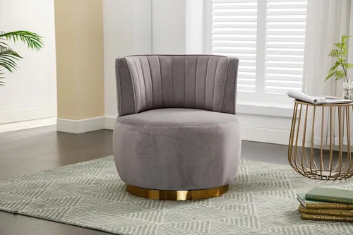 NewCosmos Sillas giratorias de 360 grados para sofá, sillones redondos con tapizado ancho, silla de tela de terciopelo esponjoso para sala de estar,