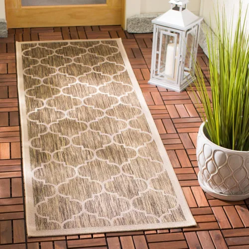 Miniatura 18 de SAFAVIEH Courtyard Collection - Alfombra decorativa de 2 x 3 pies 7 pulgadas, verde oscuro y beige, no desprende pelusa y de fácil cuidado