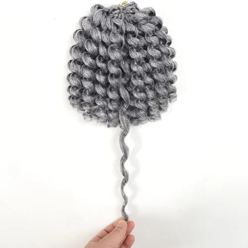 Miniatura 7 de 3 paquetes de 2 extensiones de cabello sintético de ganchillo de 8 pulgadas, rizado tipo varita con rizos jamaicanos, 20 raíces