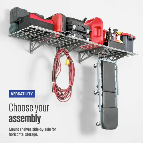 Miniatura 6 de Estante de pared SafeRacks, para garaje, 2 unidades, 45.72 x 121.92 cm, con ganchos para bicicleta Hammertone