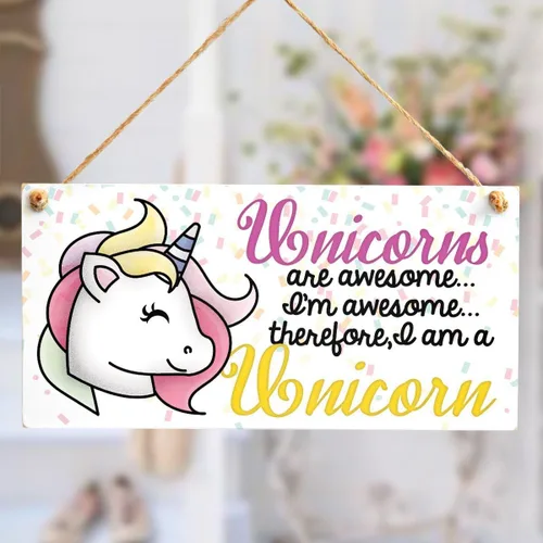 Miniatura 2 de Meijiafei Unicorns are awesome I'm awesome therefore, I am a Unicorn – Placa de regalo de amistad de unicornio súper linda de 10 x 5 pulgadas