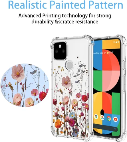 Miniatura 3 de Funda para Google Pixel 5A con patrón floral transparente, funda suave a prueba de golpes para Google 5A, bonita flor Pretty Flower