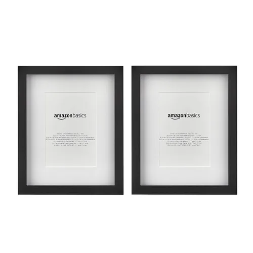 Miniatura 8 de Amazon Basics Marco de fotos rectangular de 5 x 7 pulgadas o 4 x 6 pulgadas con paspartú, paquete de 2, color negro