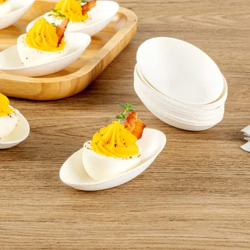 Miniatura 4 de Restaurantware Platos de degustación sin PFAS añadido de 3.2 x 2.1 pulgadas, 100 platos desechables, compostables para el hogar, aptos