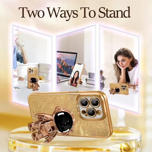 Miniatura 178 de Buleens Funda para iPhone 11 Pro Max Astronauta, Fundas Transparentes para iPhone 11 ProMax con Papel con Purpurina y Soporte de Astronauta, Mujeres